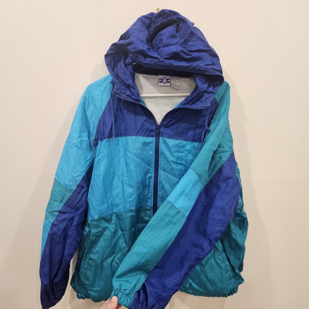 Vintage Pro Spirit Track Jacket Men XL BlueGreen Windbreaker Full Zip Colorblock